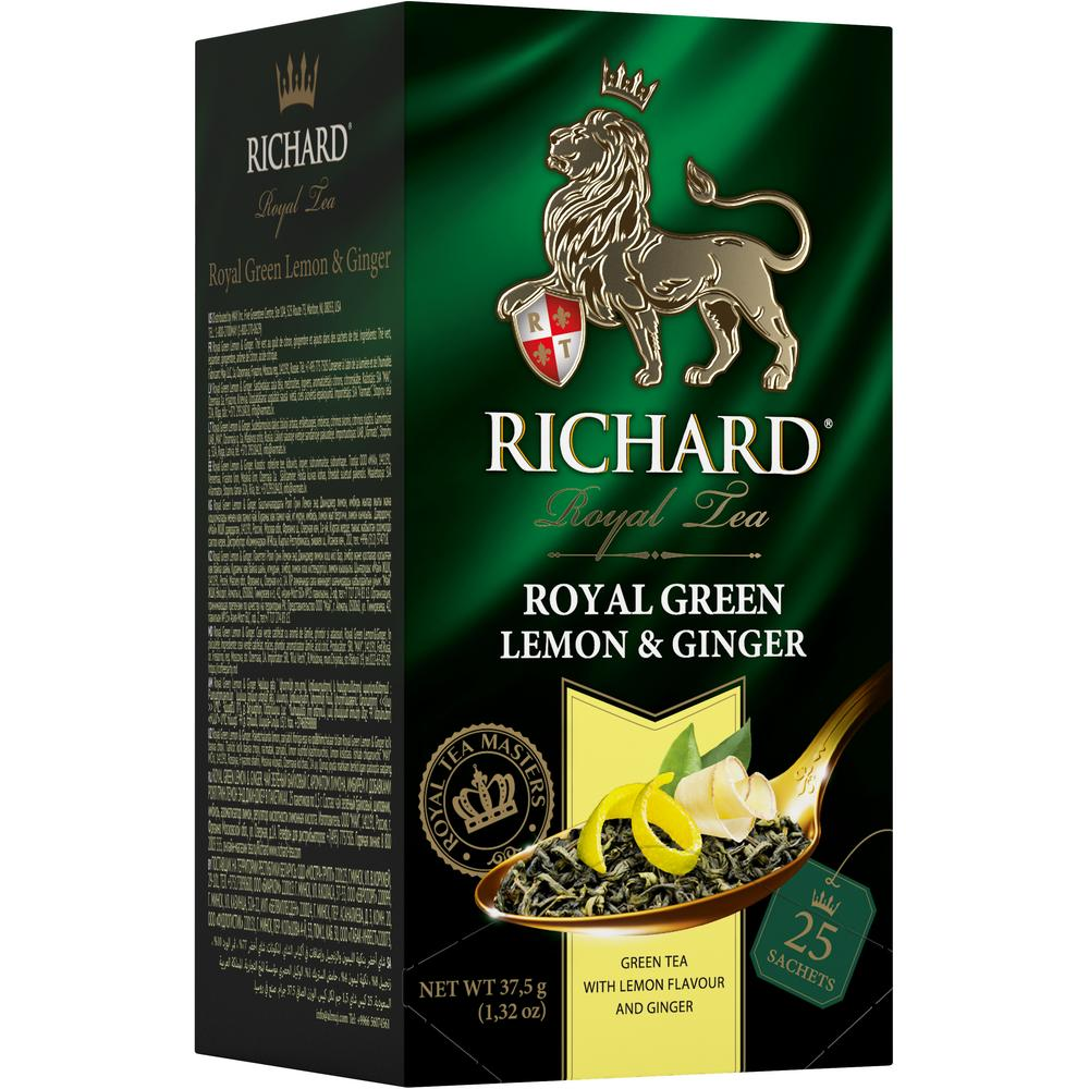 Royal Green Lemon & Ginger, flavoured green tea in sachets, 37.5 g