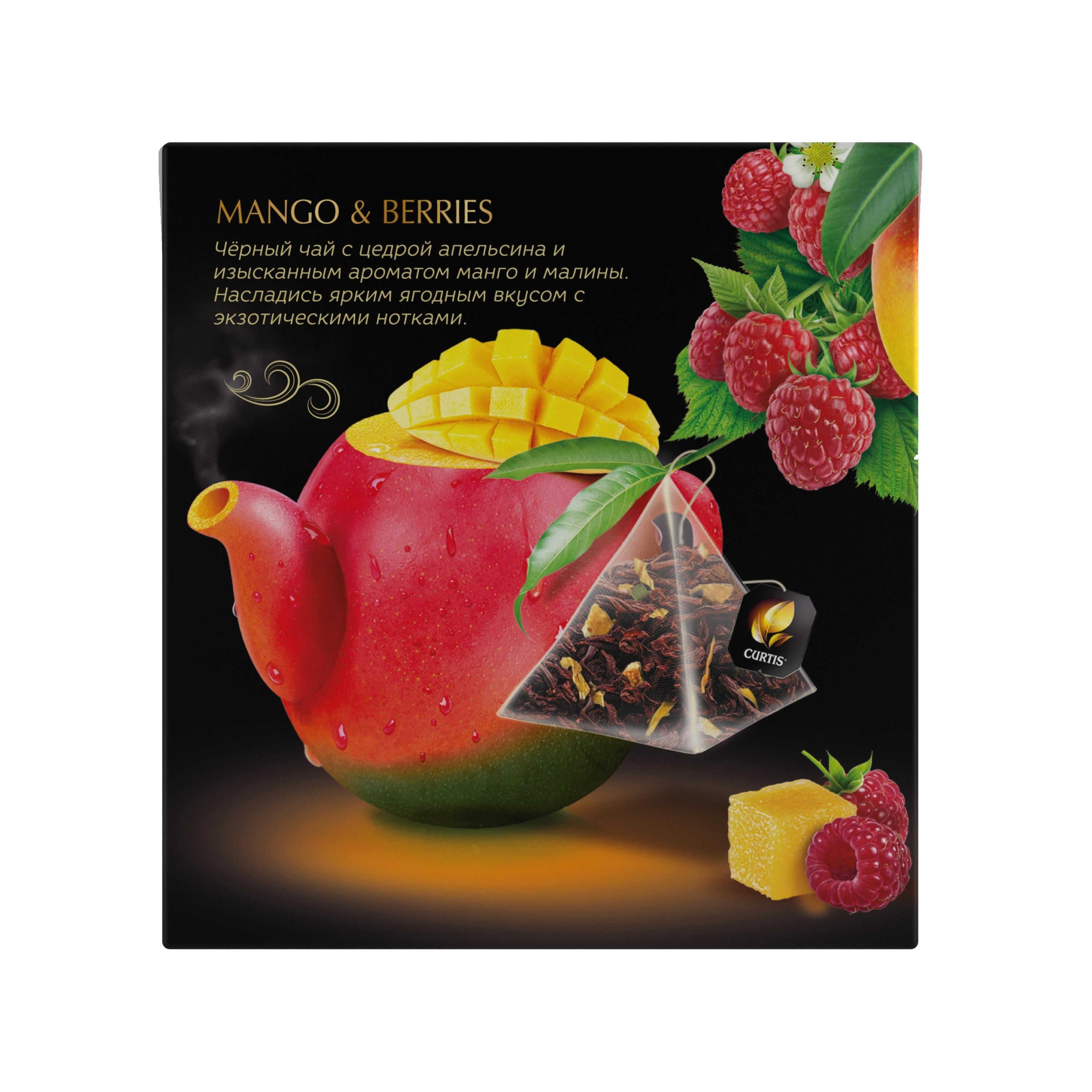 Mango & Berries, black flavored 20 pyramids (Pack of 4)